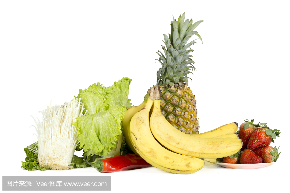 水果和蔬菜孤立在白色的背景